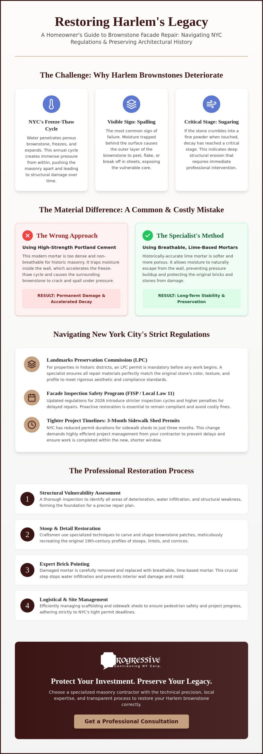Facade Restoration in Harlem NYC: Expert Care for Historic Brownstone & Masonry
