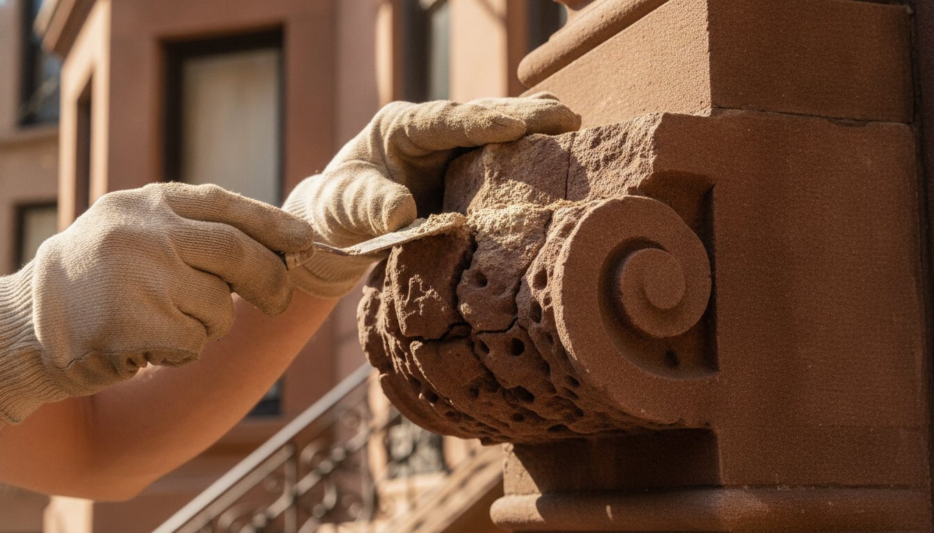 Expert Guide to Repairing Ornamental Brownstone Details in NYC