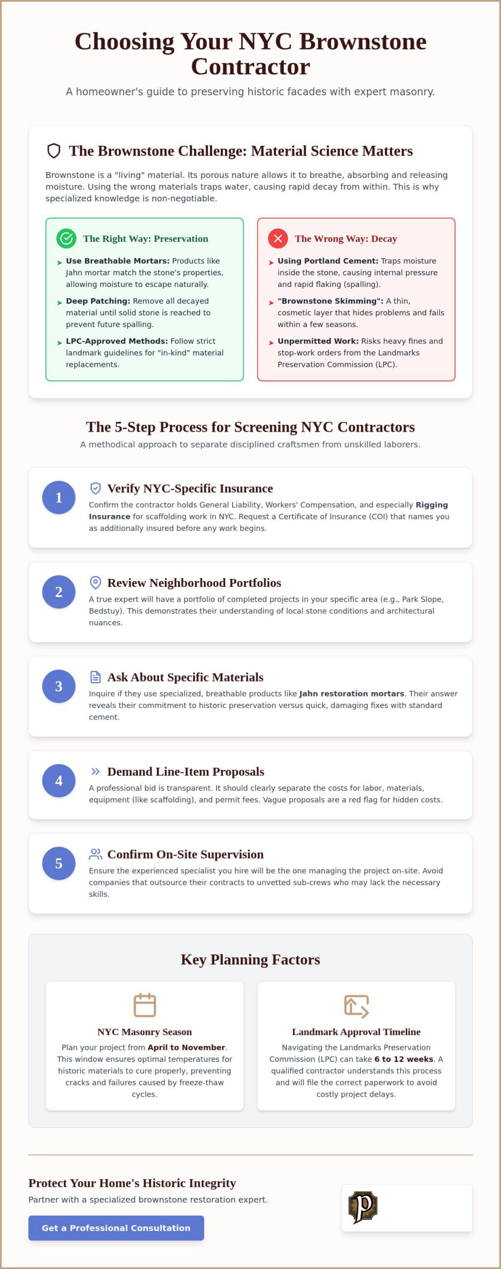 How to Choose a Brownstone Contractor in NYC: A Homeowner’s Vetting Guide