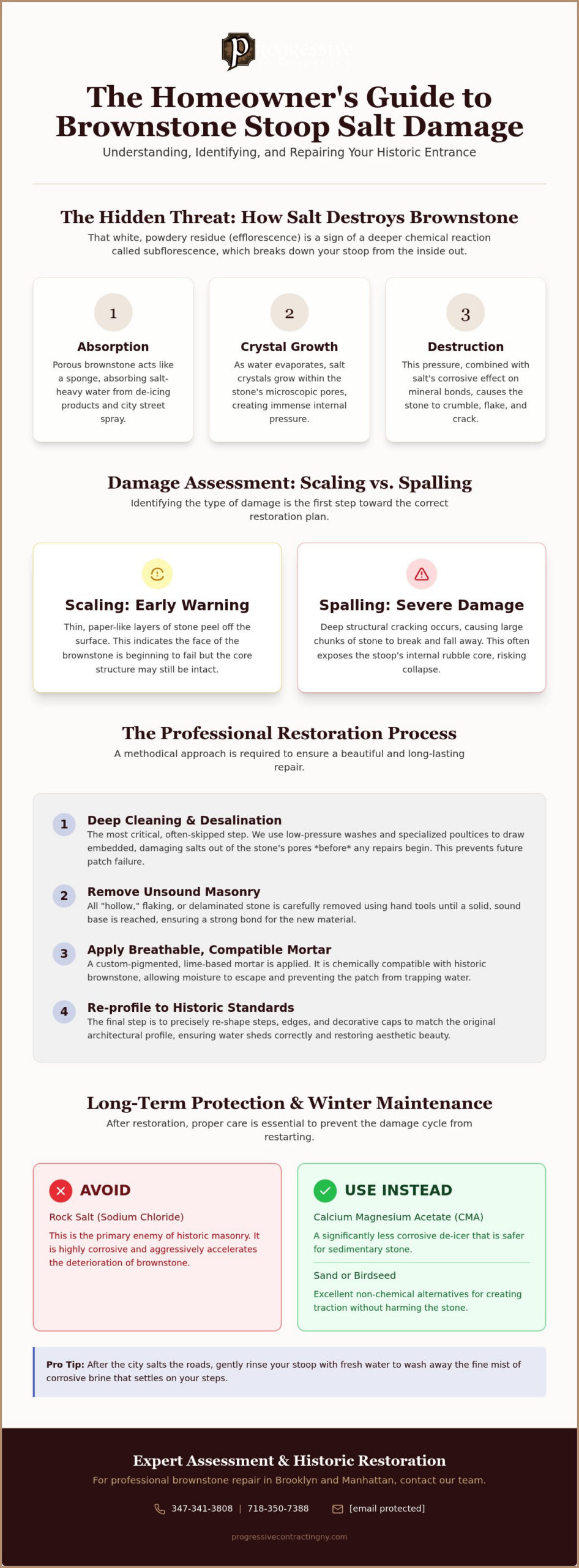 Repairing Salt Damage on Brownstone Stoops: A Restoration Guide