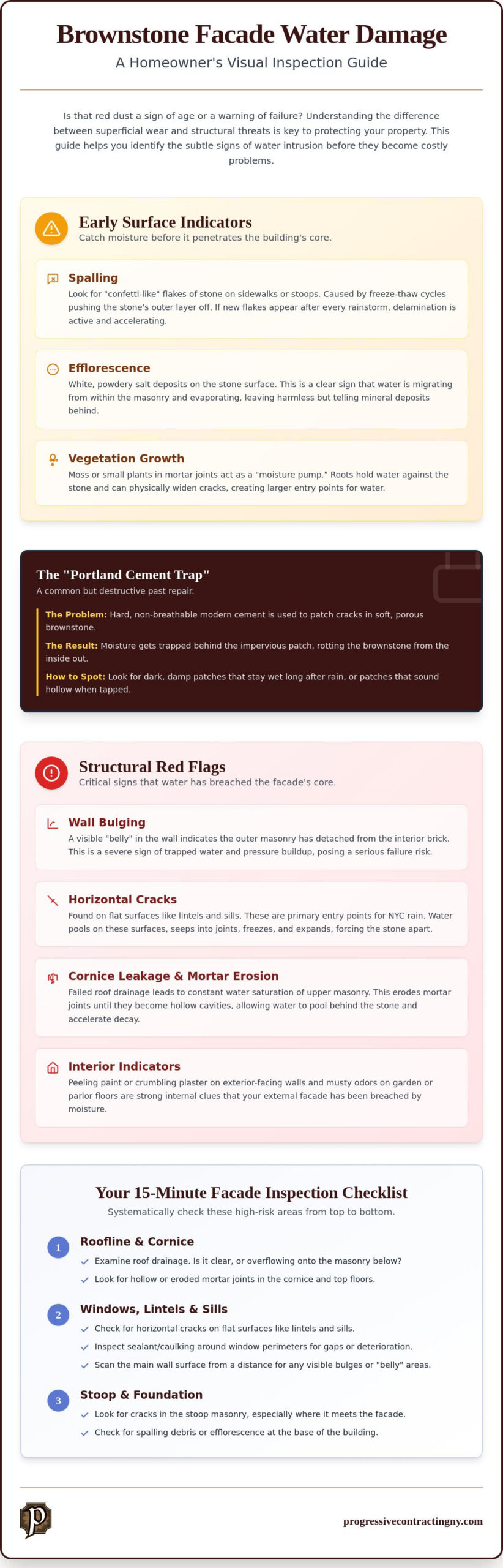 Signs of Water Damage on Brownstone Facades: A Homeowner’s Checklist