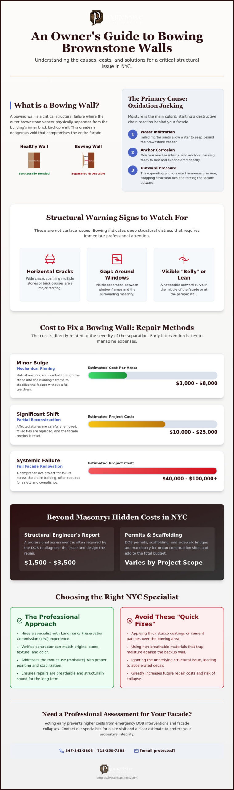 Cost to Fix a Bowing Brownstone Wall: 2026 NYC Repair Guide