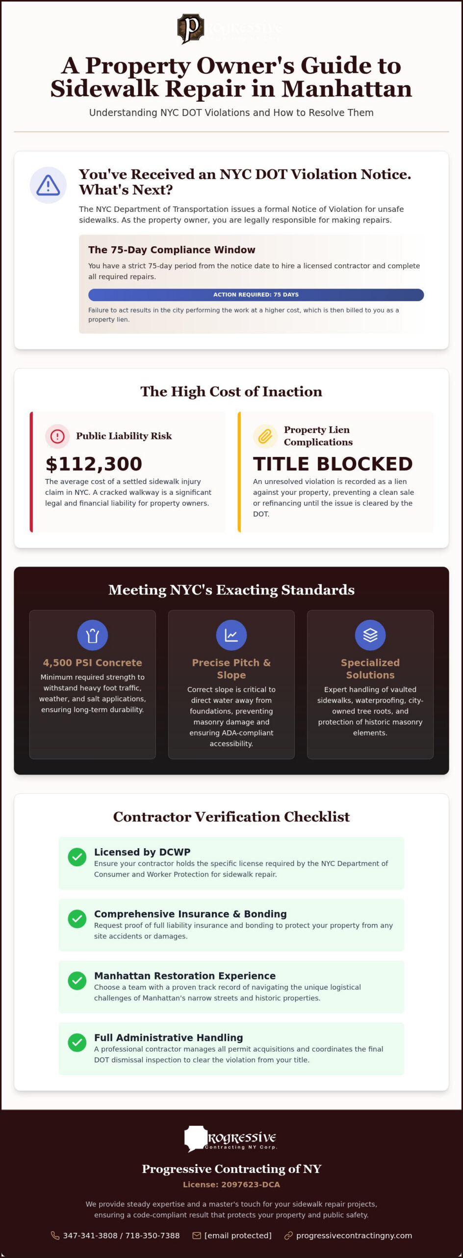 Expert Sidewalk Repair in Manhattan: NYC DOT Violation Removal Guide 2026