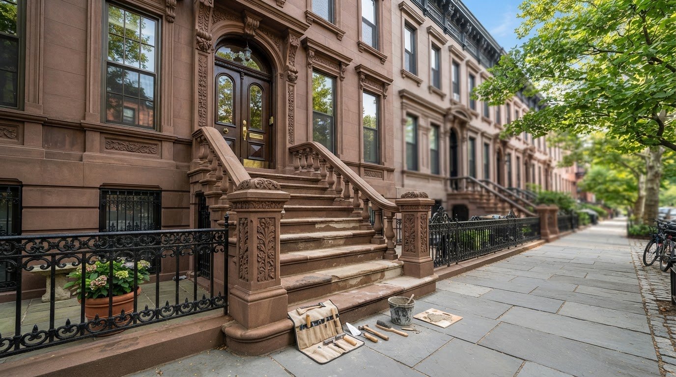 Brownstone stoop Repair Brooklyn NY
