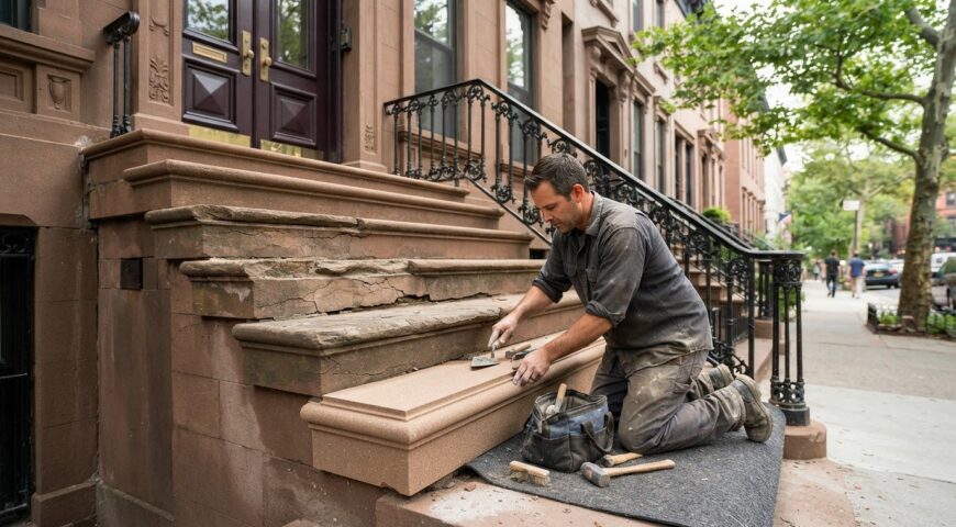 Brownstone stoop Repair Manhattan, NY