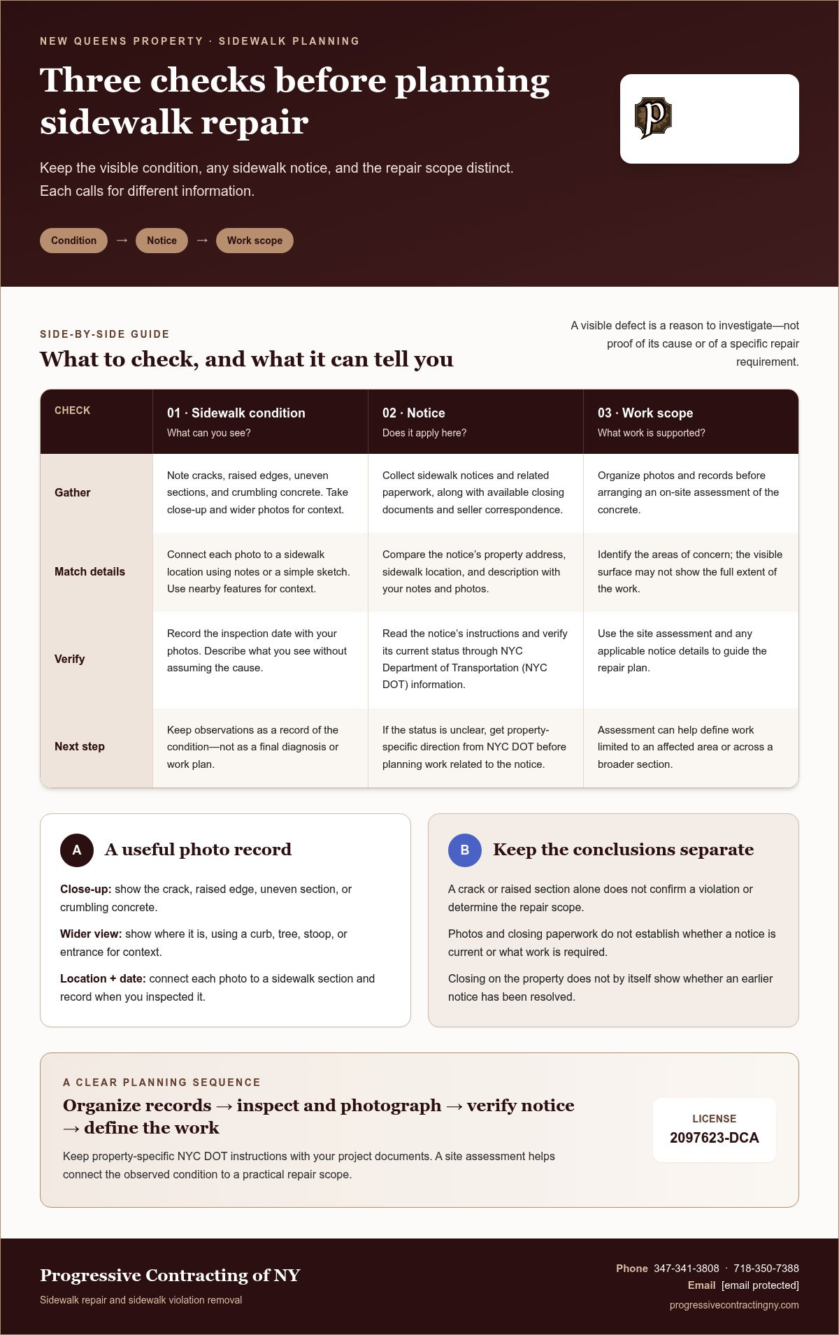 Sidewalk Repair for a Newly Purchased Property in Queens: A Buyer’s Checklist